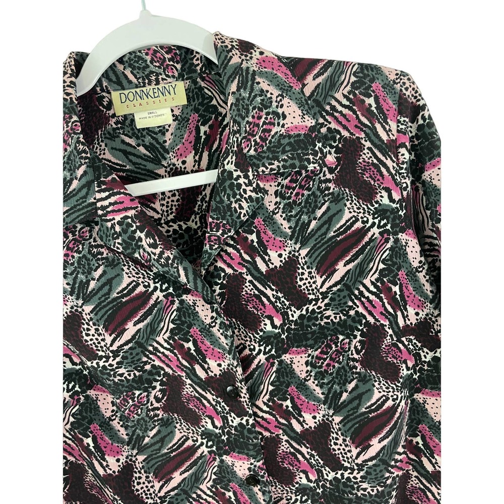 Donnkenny Classics Vintage Top Blouse Shirt Size Small Button Up Short Sleeves